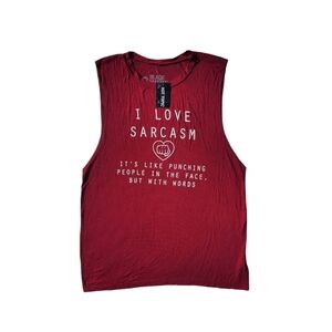Hot Topic I love Sarcasm Muscle Top